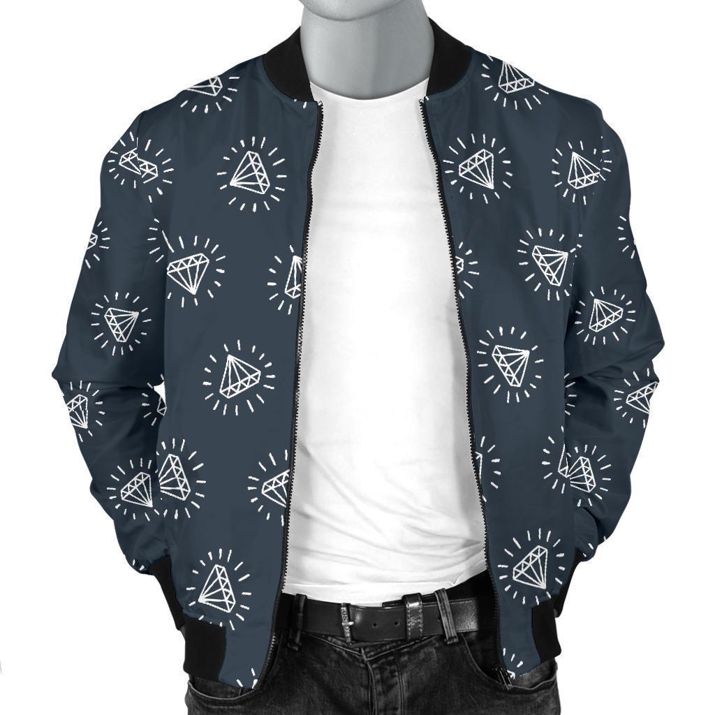 Diamond Print Pattern Men's Bomber Jacket-grizzshop