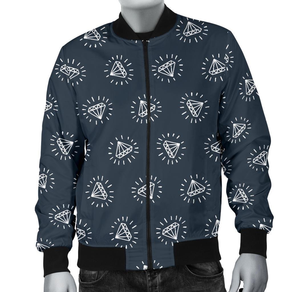 Diamond Print Pattern Men's Bomber Jacket-grizzshop