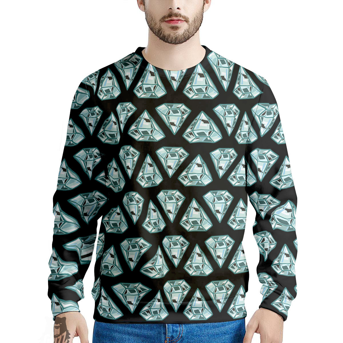 Diamond Print Pattern Men's Sweatshirt-grizzshop
