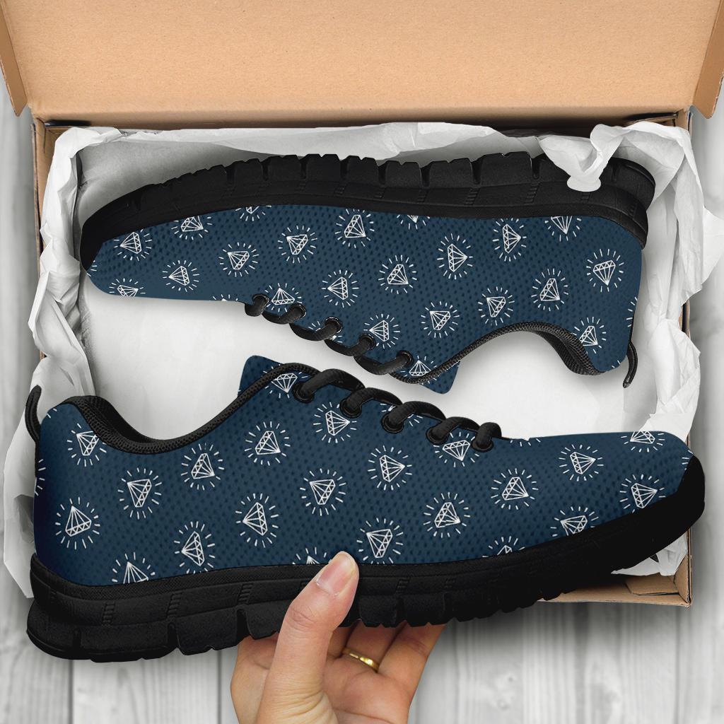 Diamond Print Pattern Sneaker Shoes For Men Women-grizzshop