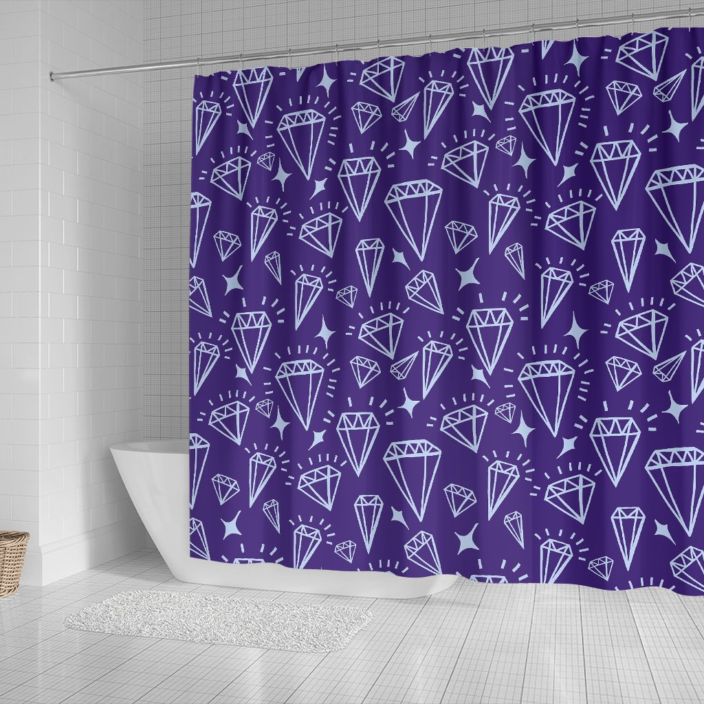 Diamond Purple Print Pattern Bathroom Shower Curtain-grizzshop