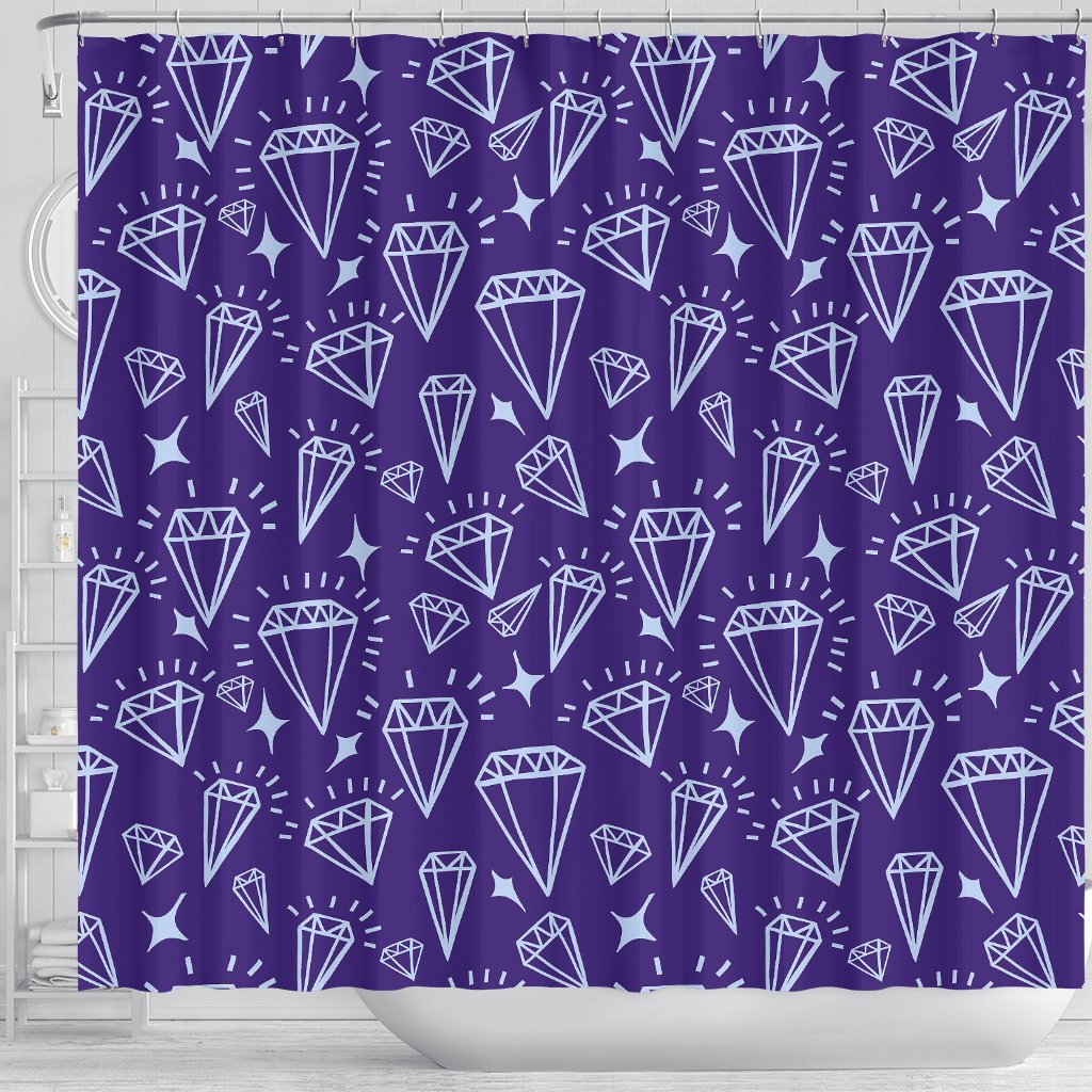 Diamond Purple Print Pattern Bathroom Shower Curtain-grizzshop