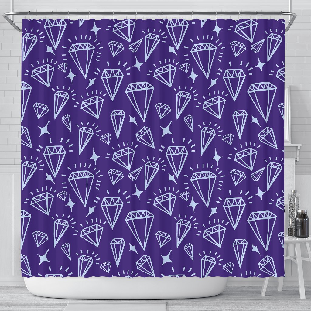 Diamond Purple Print Pattern Bathroom Shower Curtain-grizzshop