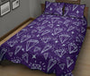 Diamond Purple Print Pattern Bed Set Quilt-grizzshop