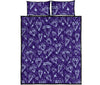 Diamond Purple Print Pattern Bed Set Quilt-grizzshop