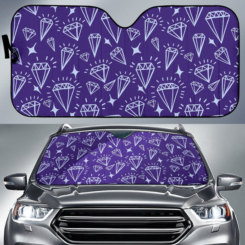 Diamond Purple Print Pattern Car Sun Shade-grizzshop