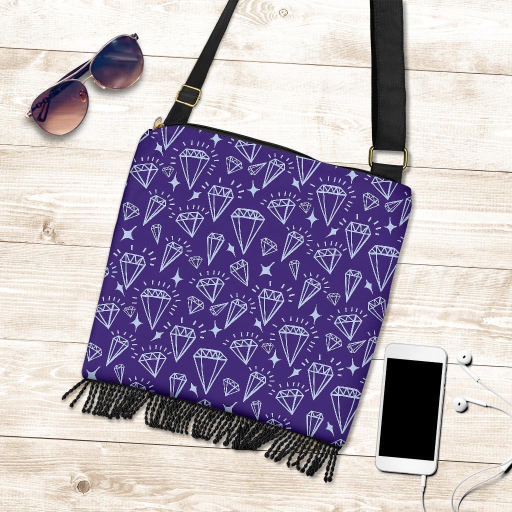 Diamond Purple Print Pattern Crossbody bags-grizzshop