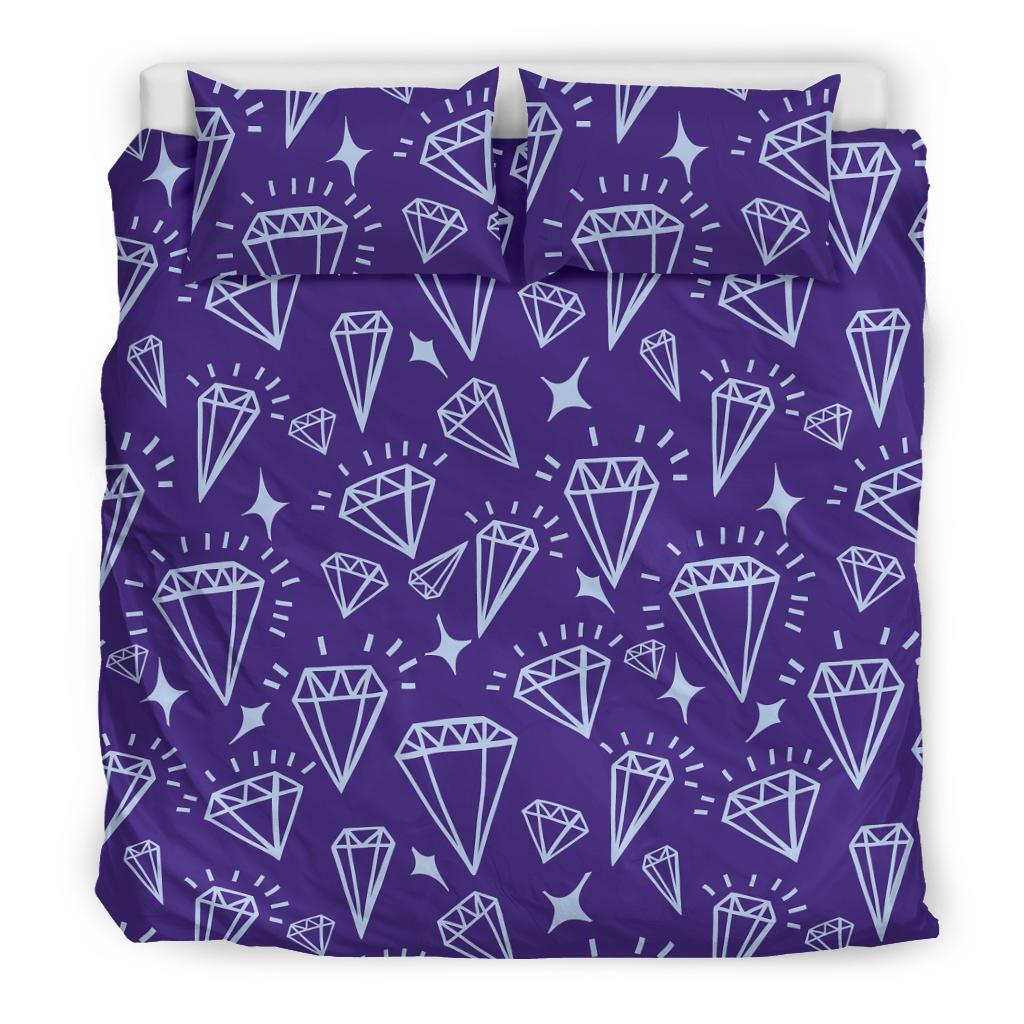 Diamond Purple Print Pattern Duvet Cover Bedding Set-grizzshop