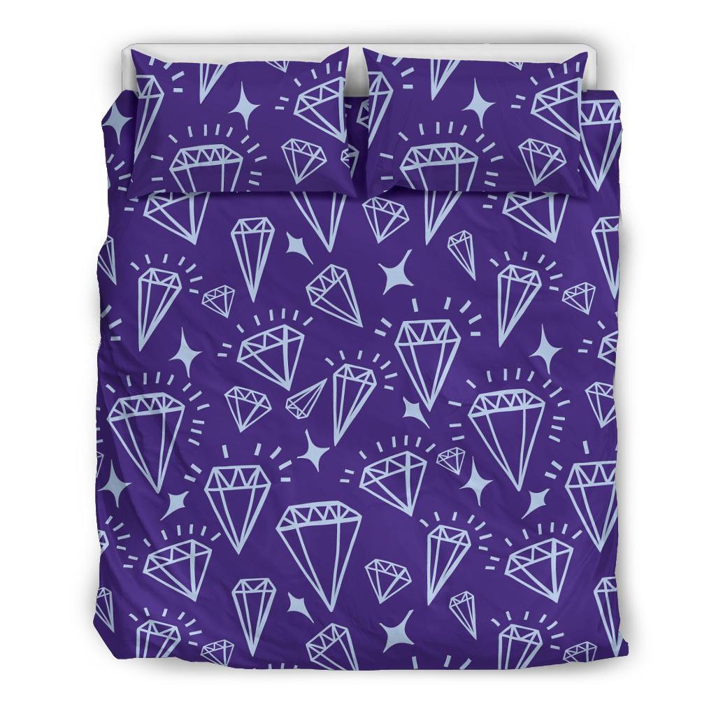 Diamond Purple Print Pattern Duvet Cover Bedding Set-grizzshop