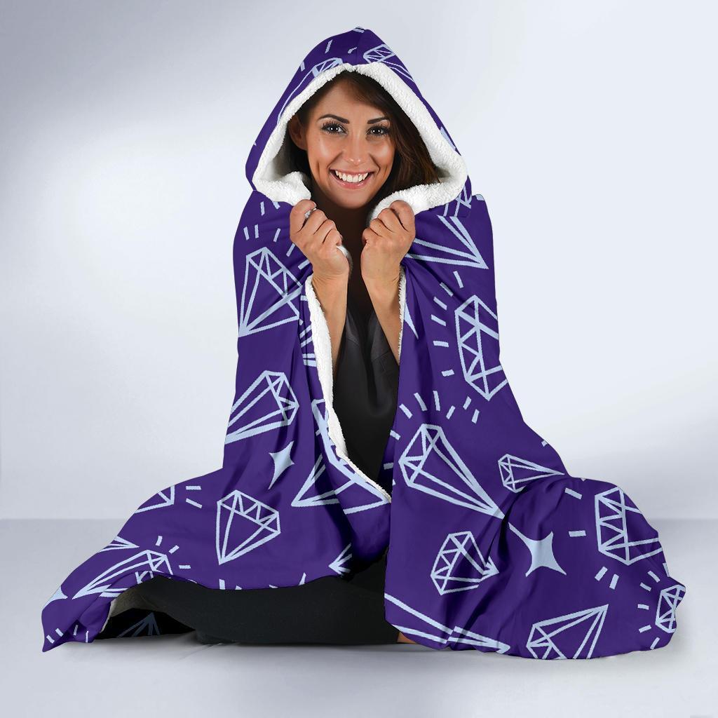 Diamond Purple Print Pattern Hooded Blanket-grizzshop