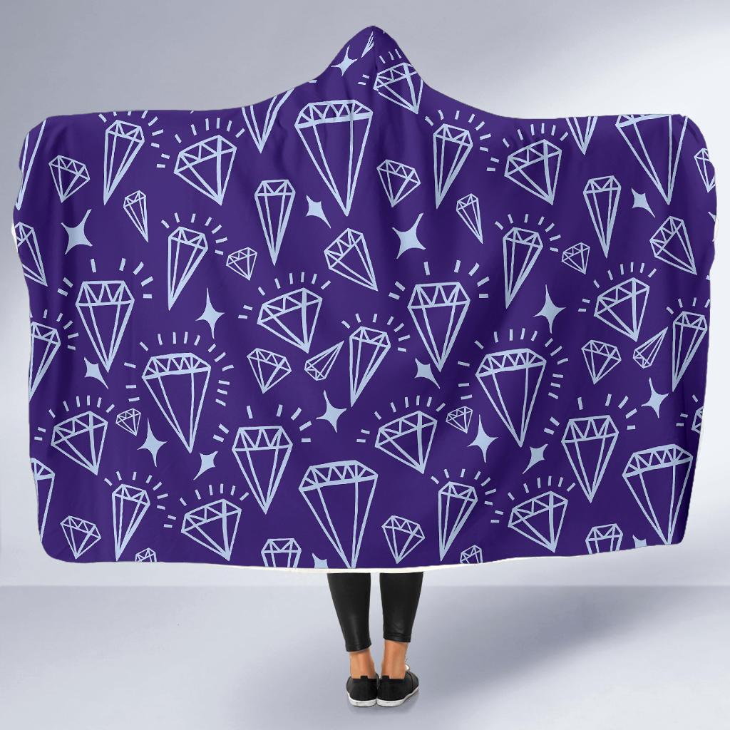 Diamond Purple Print Pattern Hooded Blanket-grizzshop