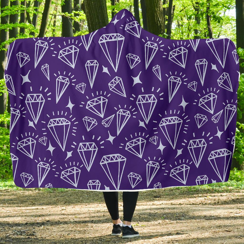 Diamond Purple Print Pattern Hooded Blanket-grizzshop