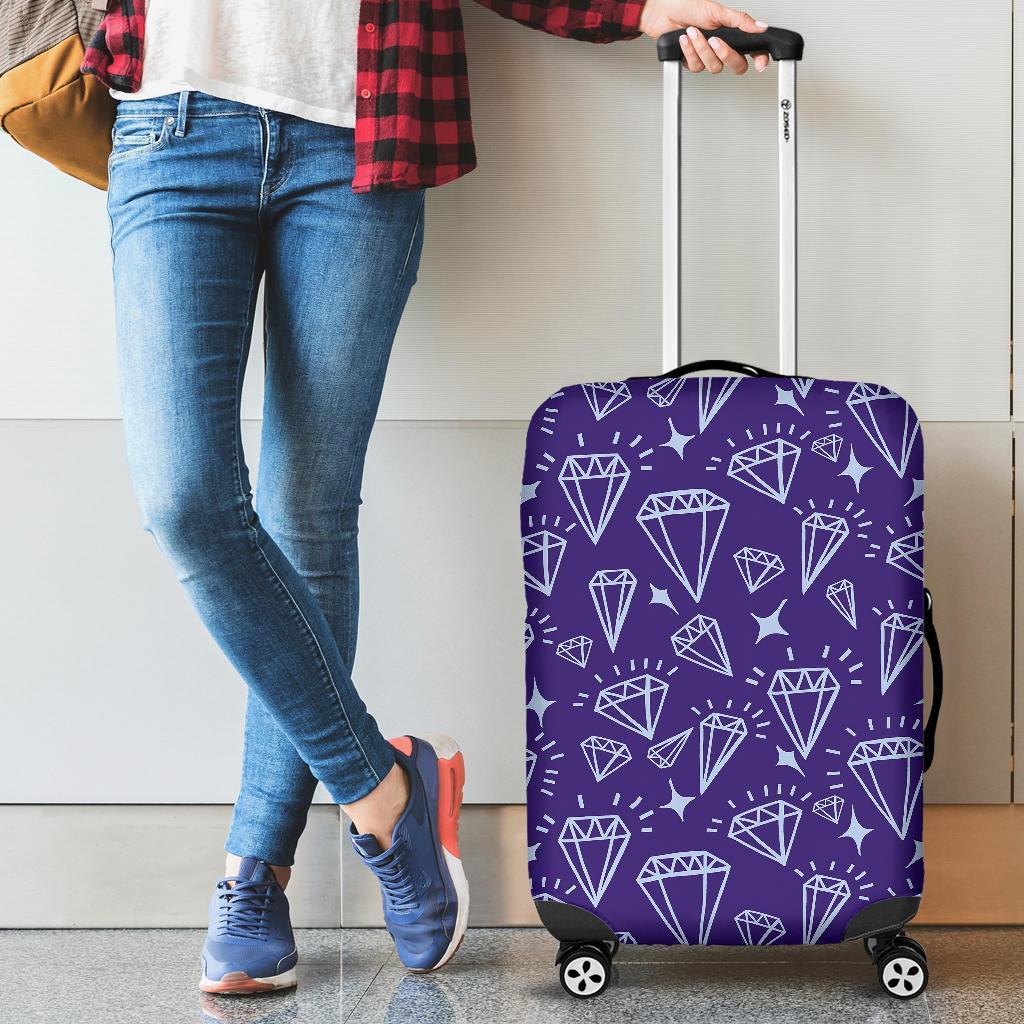 Diamond Purple Print Pattern Luggage Cover Protector-grizzshop