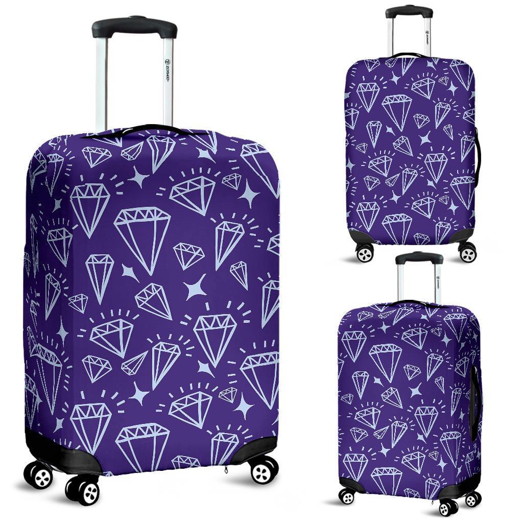 Diamond Purple Print Pattern Luggage Cover Protector-grizzshop