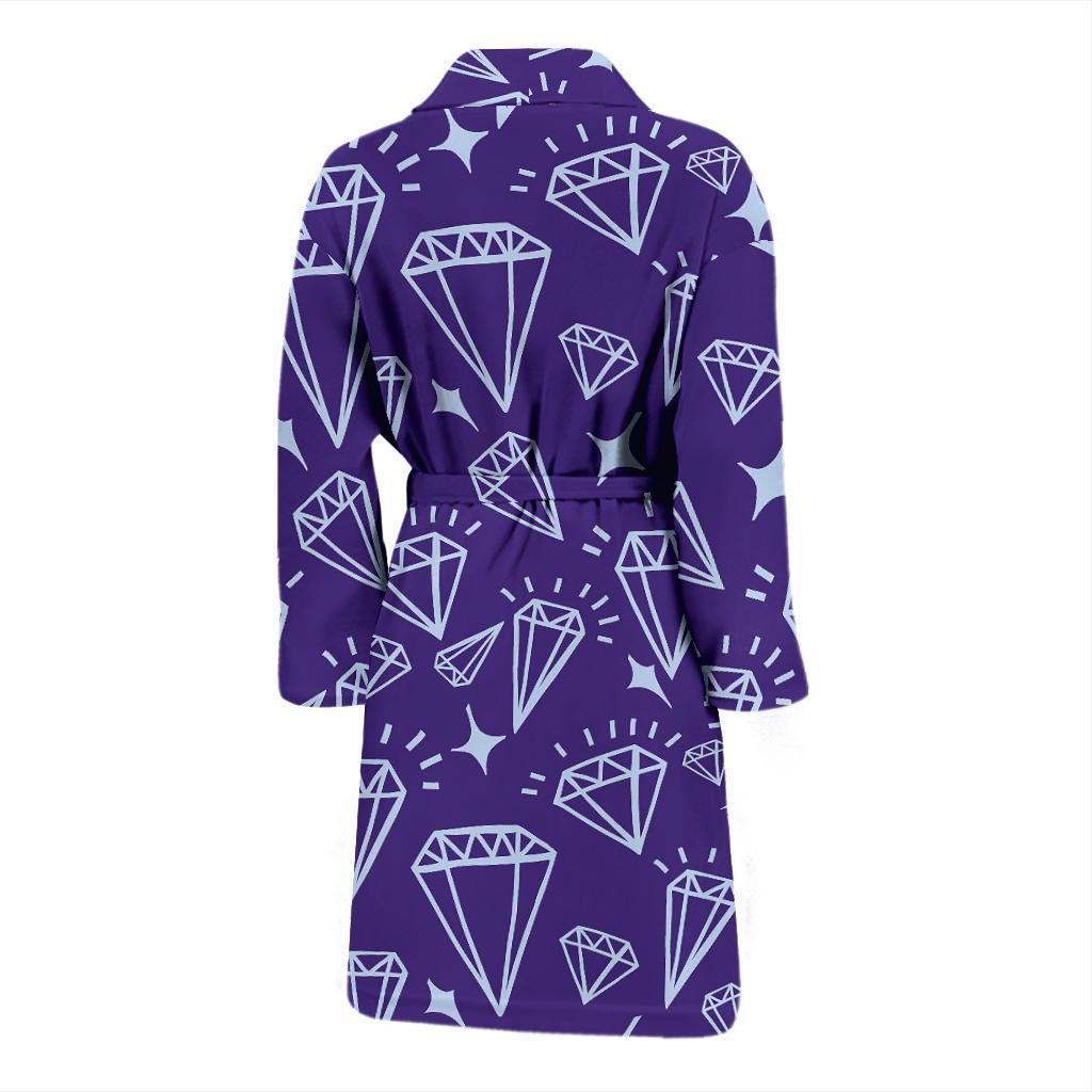 Diamond Purple Print Pattern Men Long Robe-grizzshop