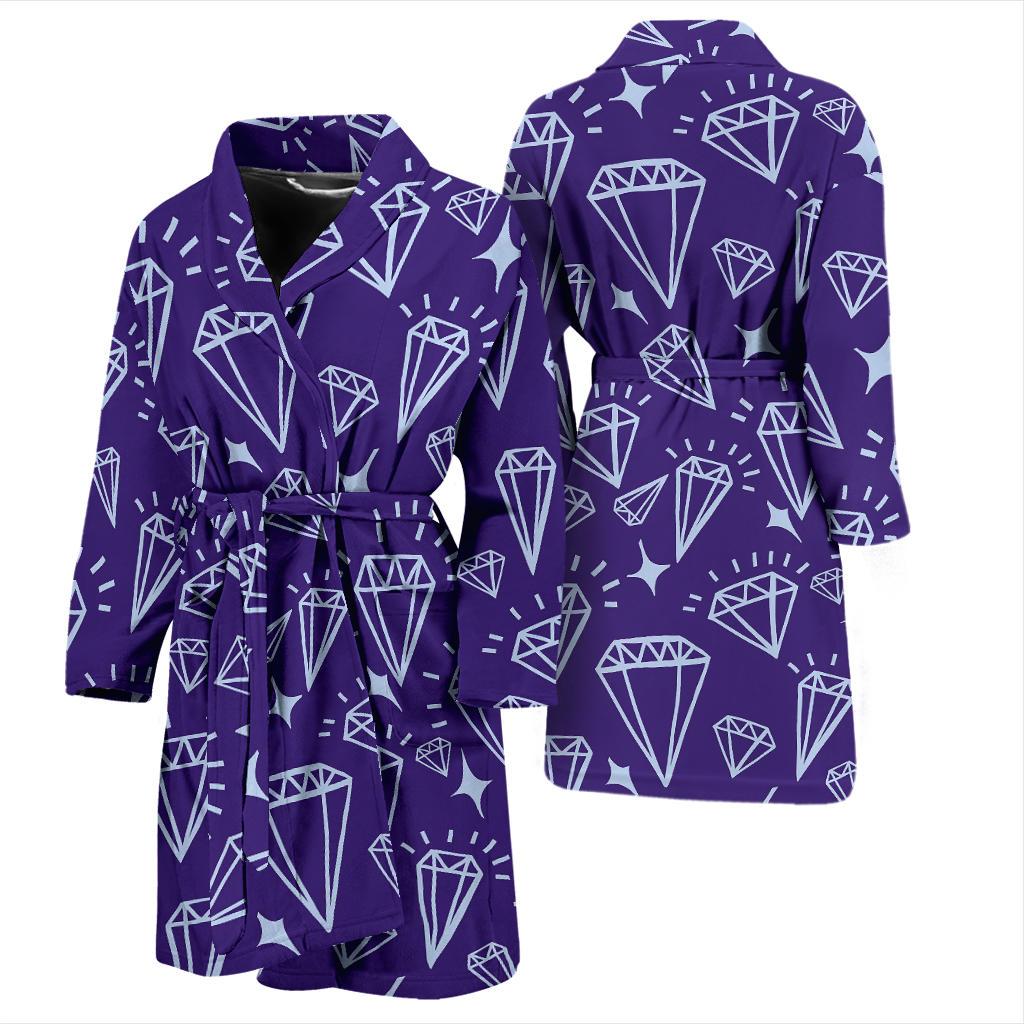 Diamond Purple Print Pattern Men Long Robe-grizzshop