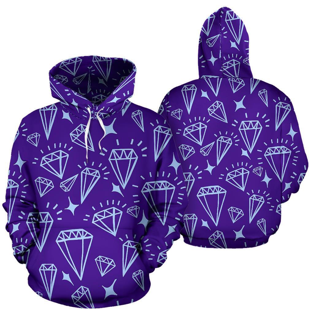 Diamond Purple Print Pattern Men Women Pullover Hoodie-grizzshop