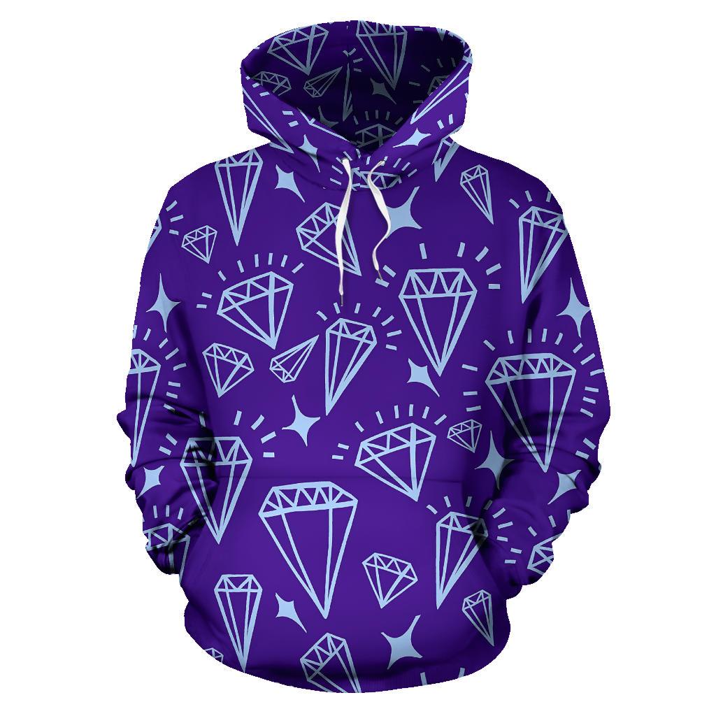 Diamond Purple Print Pattern Men Women Pullover Hoodie-grizzshop