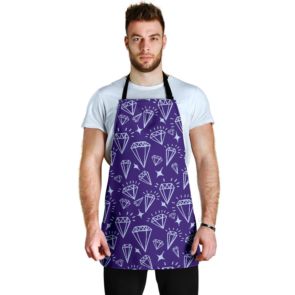 Diamond Purple Print Pattern Men's Apron-grizzshop