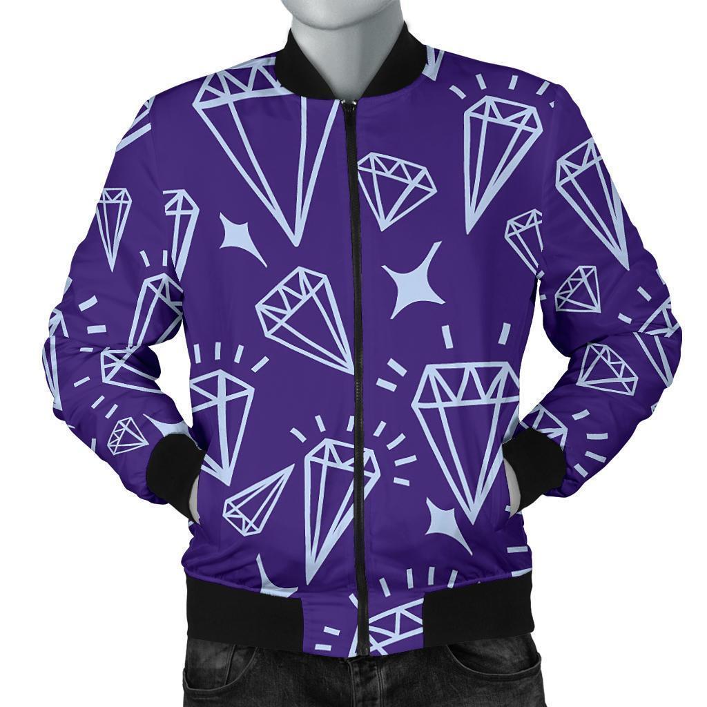 Diamond Purple Print Pattern Men's Bomber Jacket-grizzshop