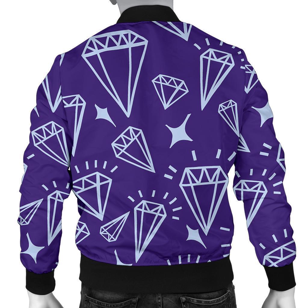 Diamond Purple Print Pattern Men's Bomber Jacket-grizzshop