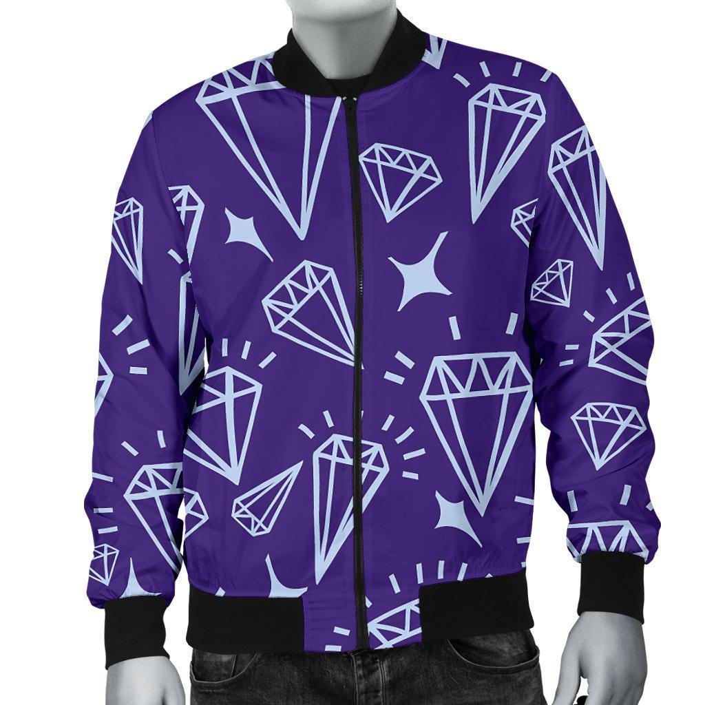 Diamond Purple Print Pattern Men's Bomber Jacket-grizzshop