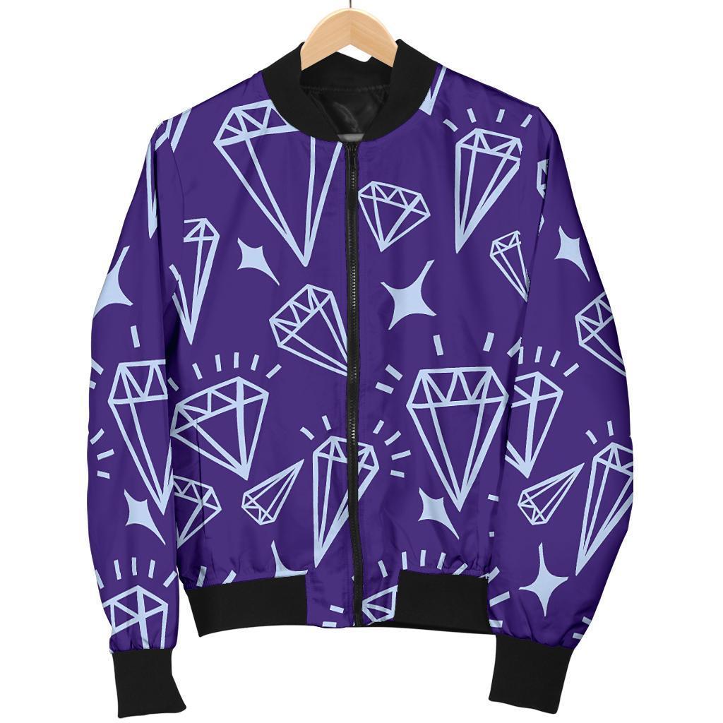 Diamond Purple Print Pattern Men's Bomber Jacket-grizzshop