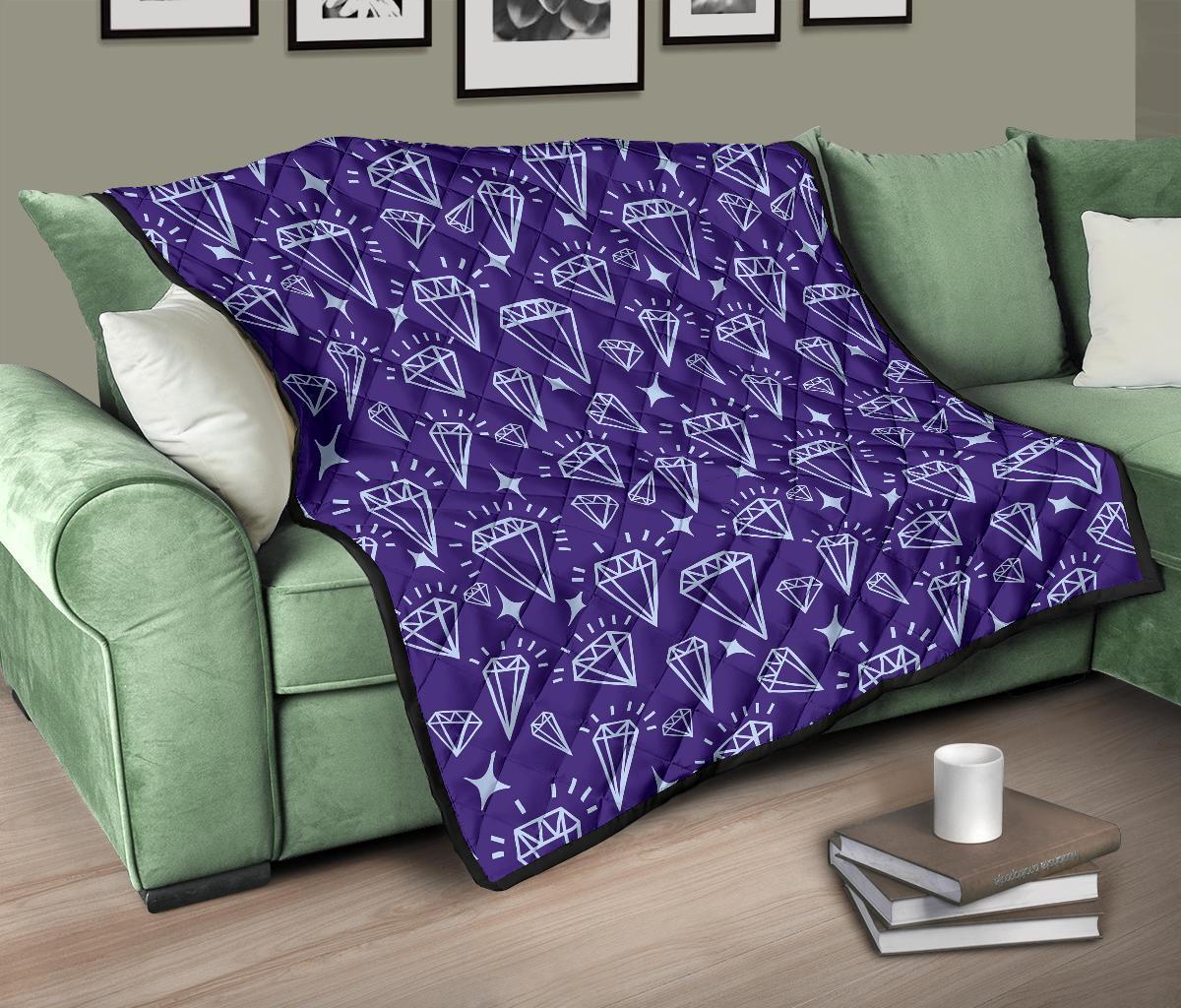 Diamond Purple Print Pattern Quilt-grizzshop