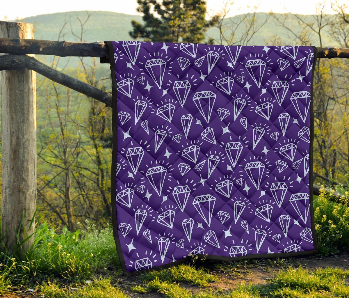 Diamond Purple Print Pattern Quilt-grizzshop