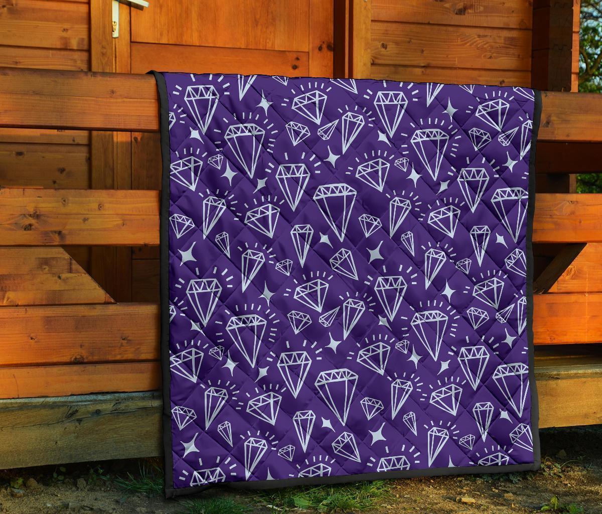 Diamond Purple Print Pattern Quilt-grizzshop