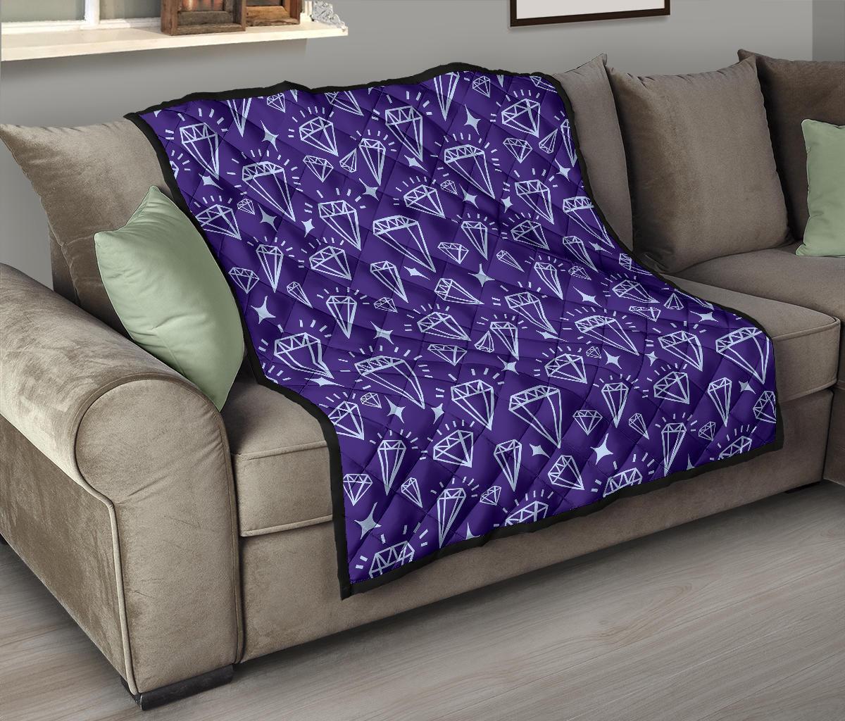 Diamond Purple Print Pattern Quilt-grizzshop