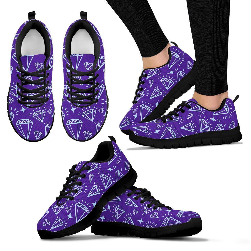 Diamond Purple Print Pattern Sneaker Shoes For Men Women-grizzshop