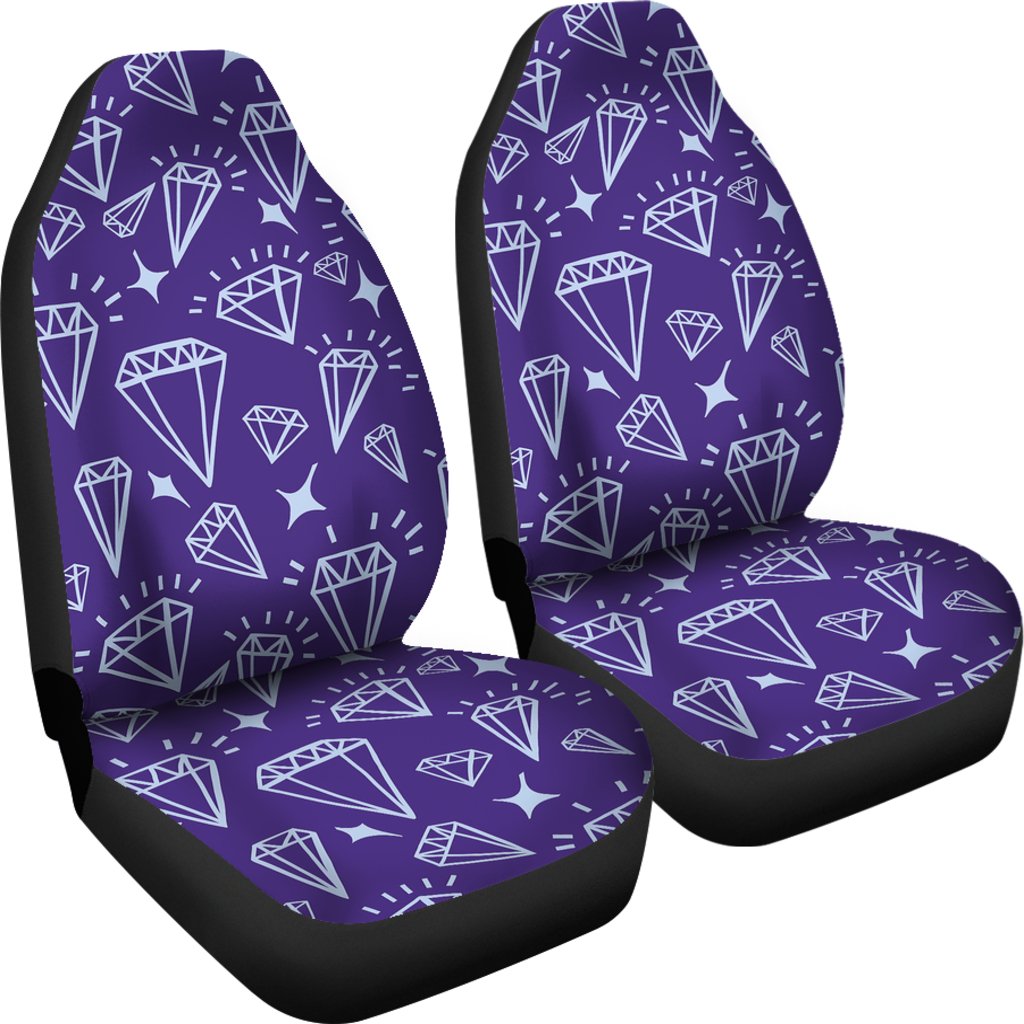 Diamond Purple Print Pattern Universal Fit Car Seat Covers-grizzshop