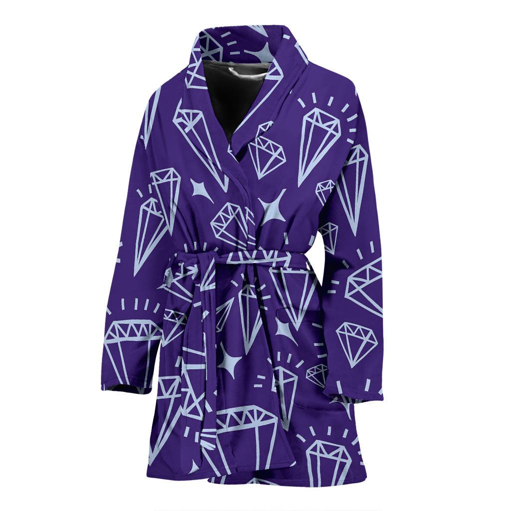 Diamond Purple Print Pattern Women Long Robe-grizzshop