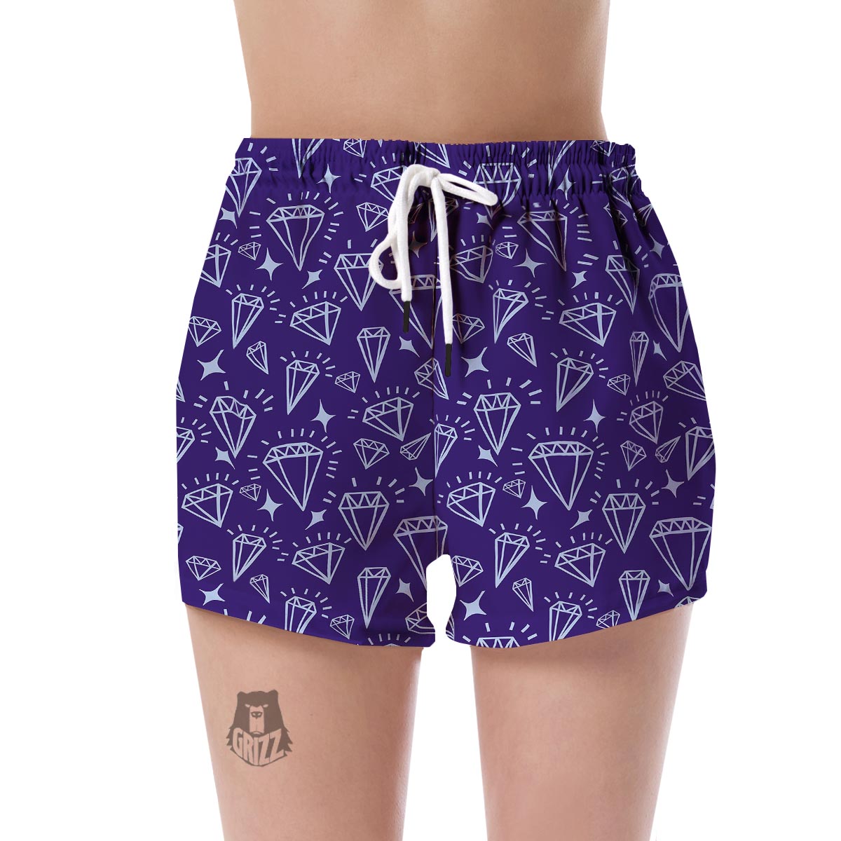 Diamond Purple Print Pattern Women's Shorts-grizzshop