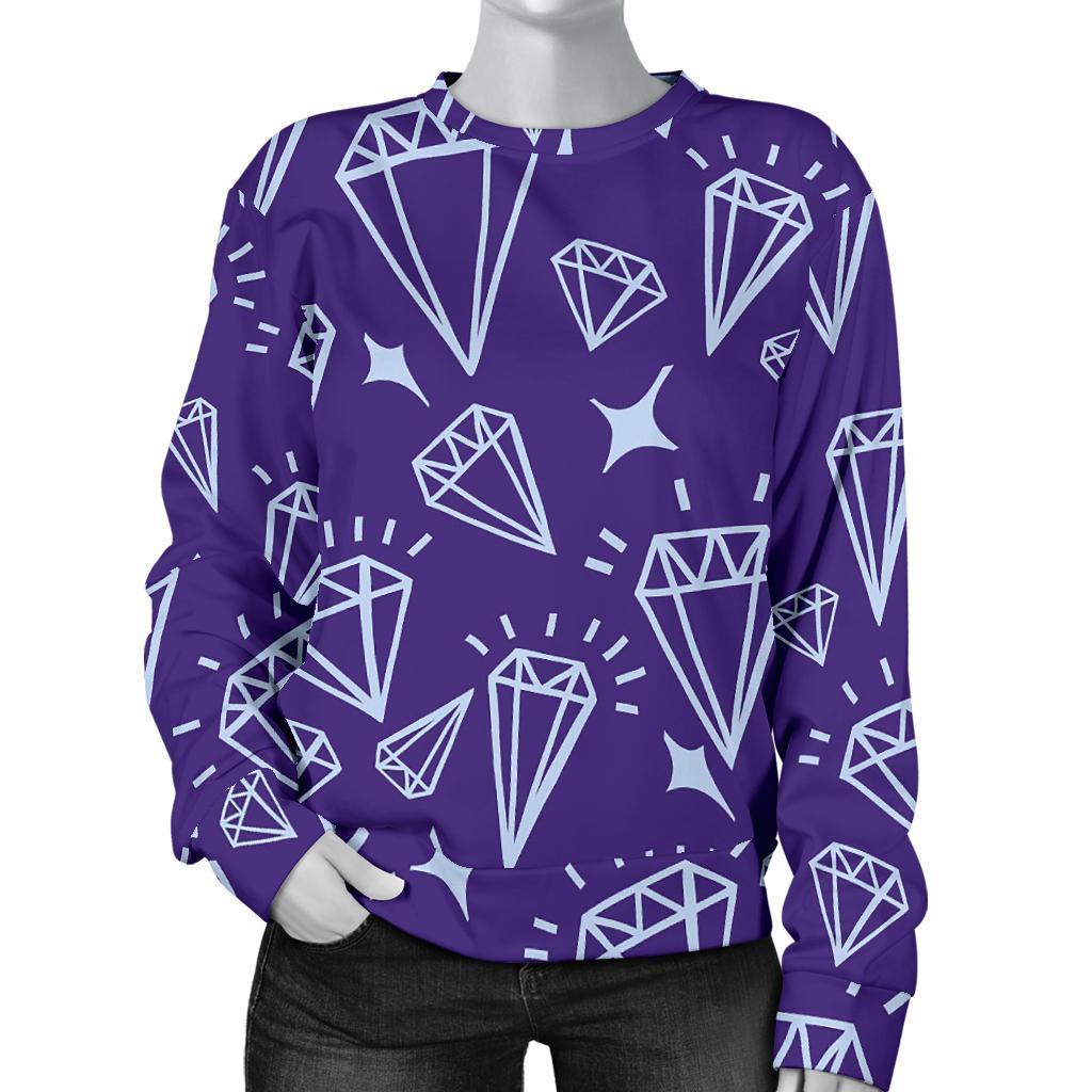 Diamond Purple Print Pattern Women's Sweatshirt-grizzshop
