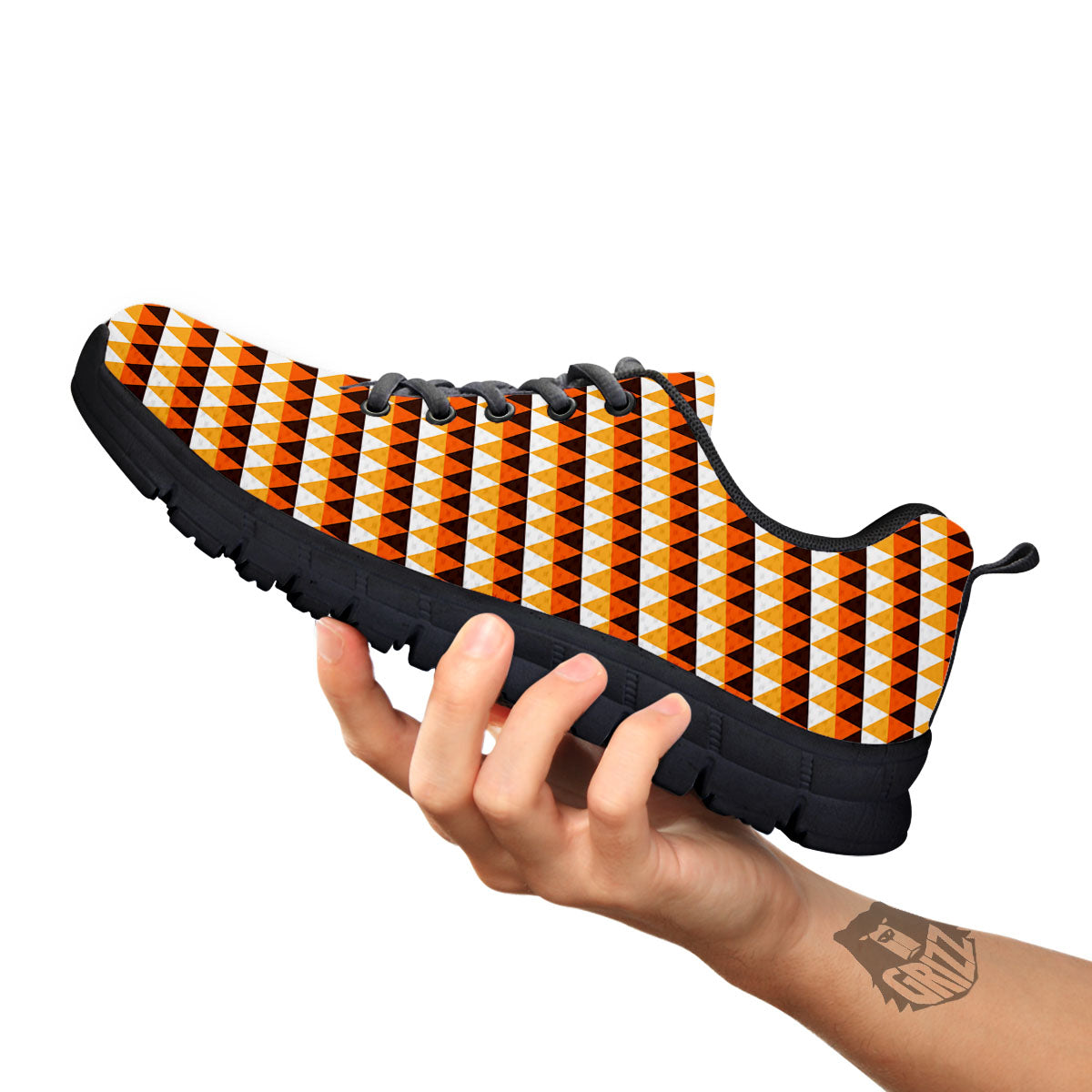 Diamond Shape Halloween Print Pattern Black Sneaker-grizzshop