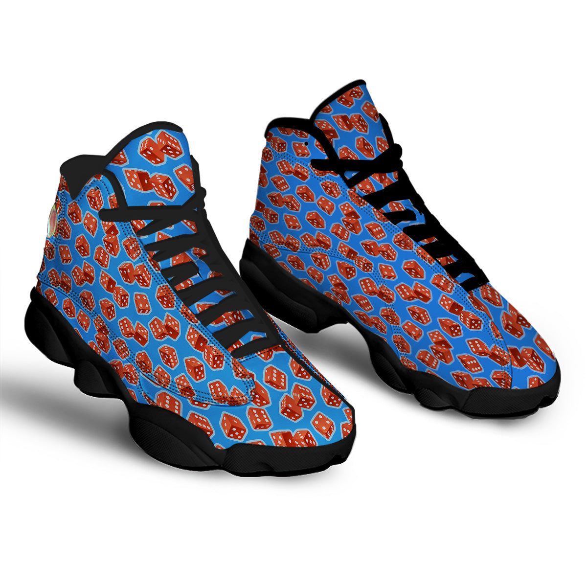 Dice Blue And Red Print Pattern Black Basketball Shoes-grizzshop