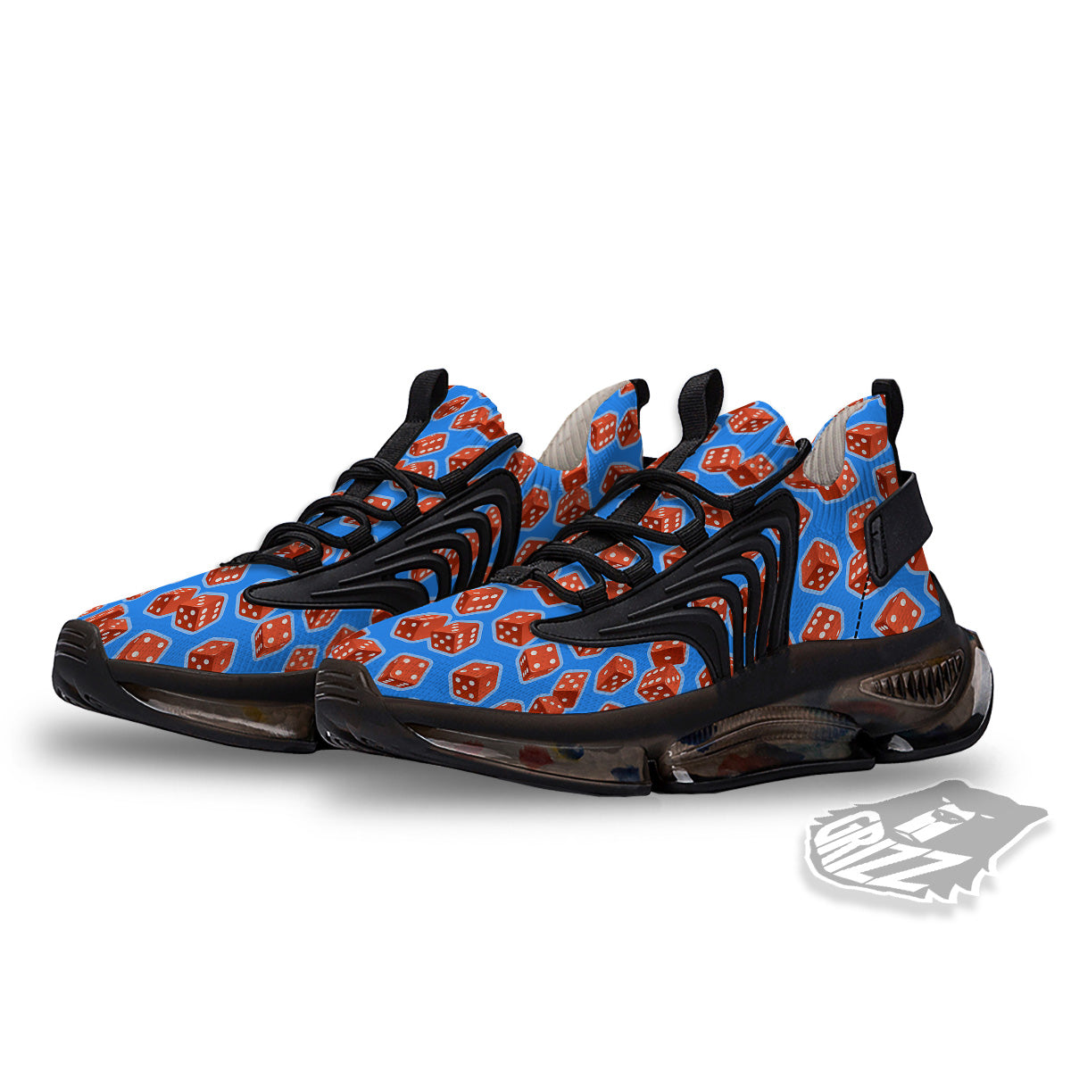 Dice Blue And Red Print Pattern Black Gym Shoes-grizzshop