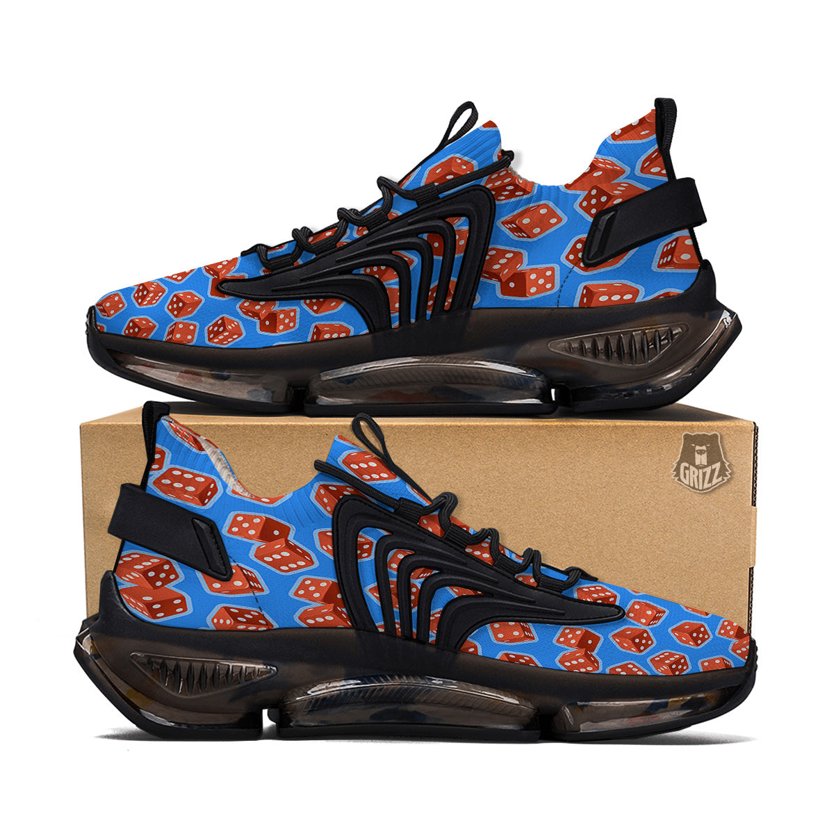 Dice Blue And Red Print Pattern Black Gym Shoes-grizzshop