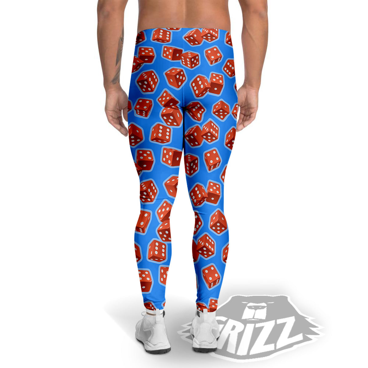 Dice Blue And Red Print Pattern Men's Leggings-grizzshop