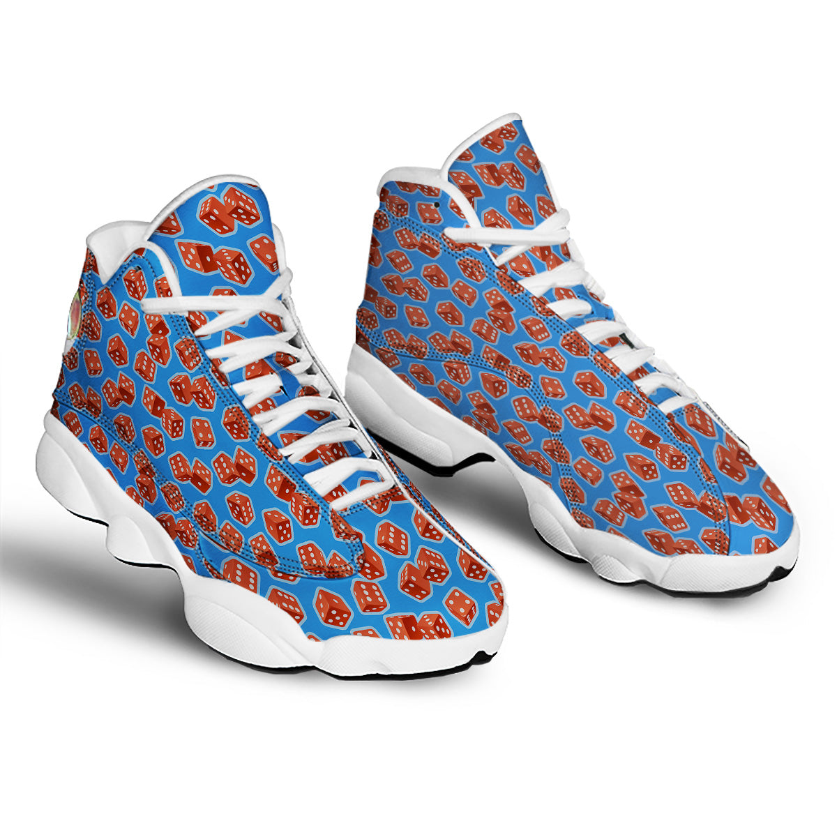 Dice Blue And Red Print Pattern White Basketball Shoes-grizzshop