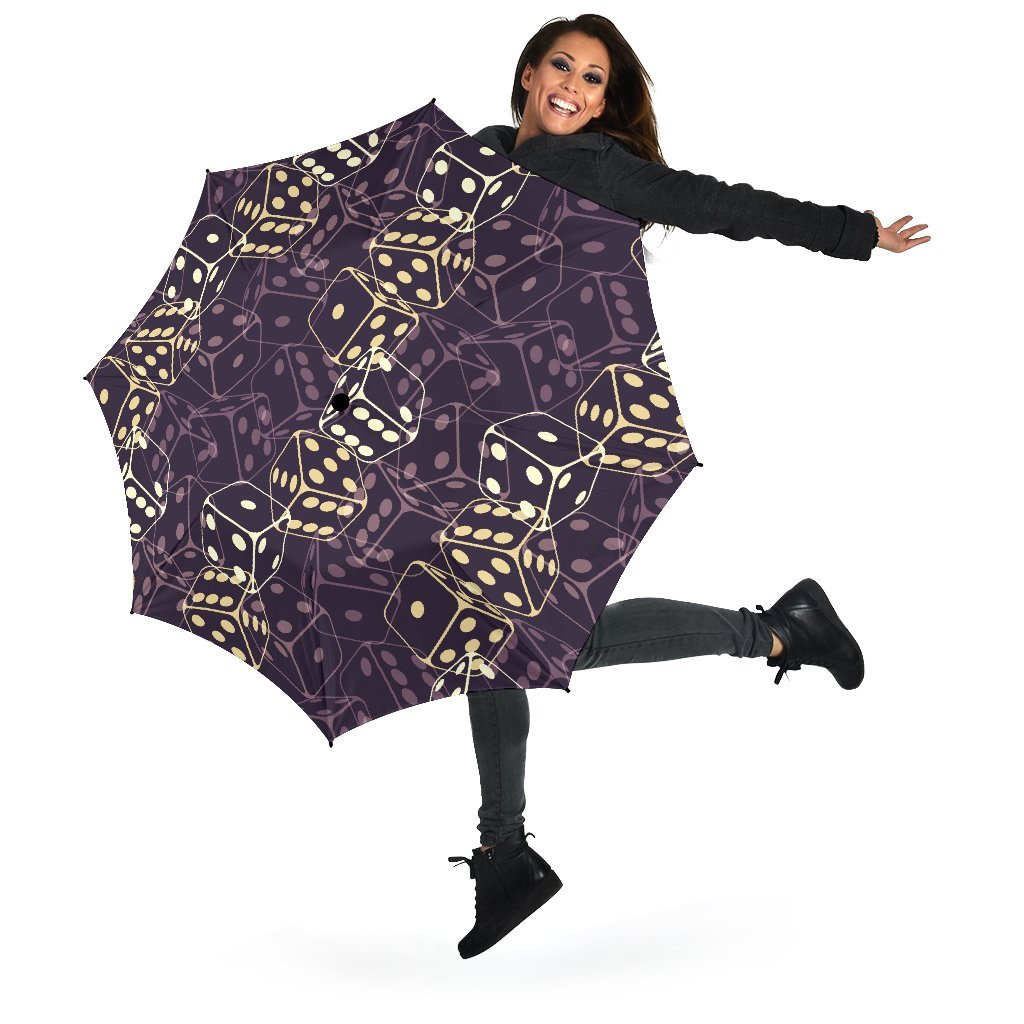 Dice Casino Pattern Print Automatic Foldable Umbrella-grizzshop