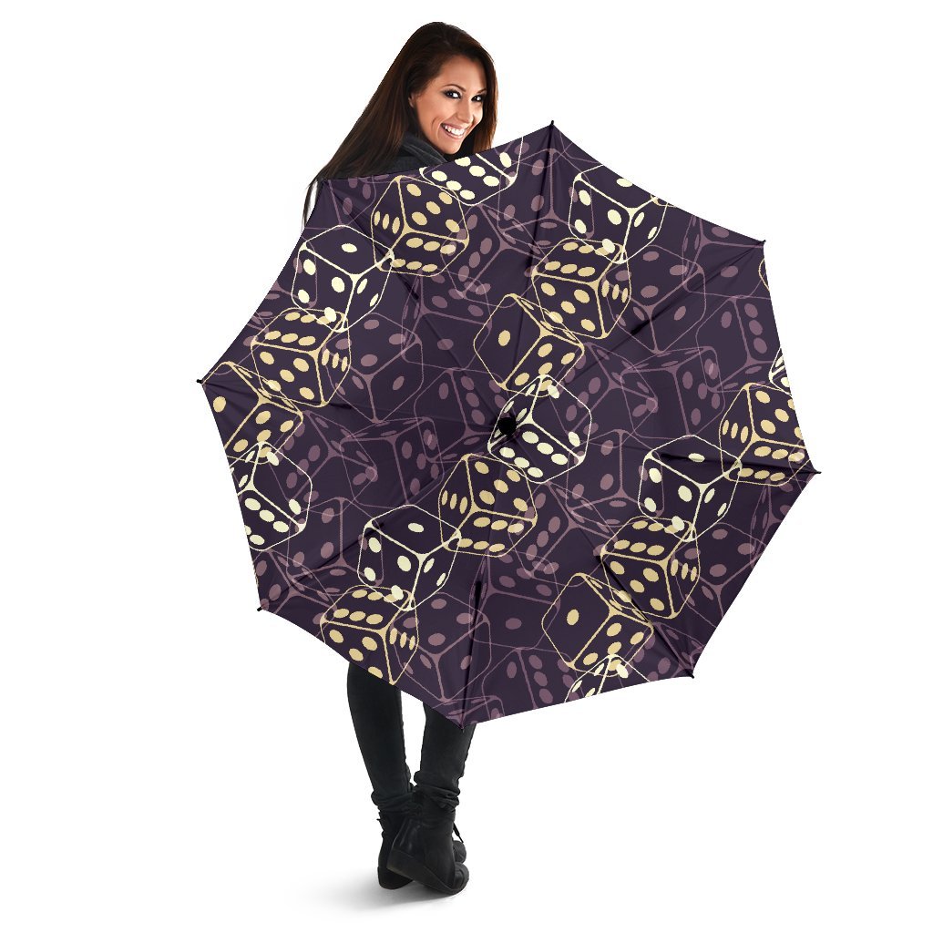 Dice Casino Pattern Print Automatic Foldable Umbrella-grizzshop