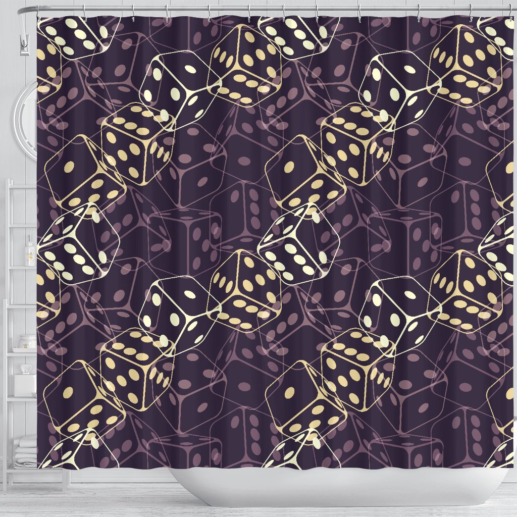 Dice Casino Pattern Print Bathroom Shower Curtain-grizzshop