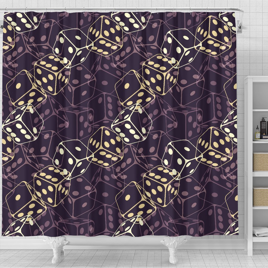 Dice Casino Pattern Print Bathroom Shower Curtain-grizzshop