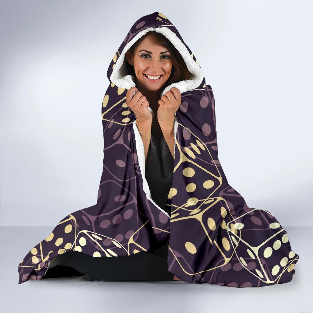 Dice Casino Pattern Print Hooded Blanket-grizzshop