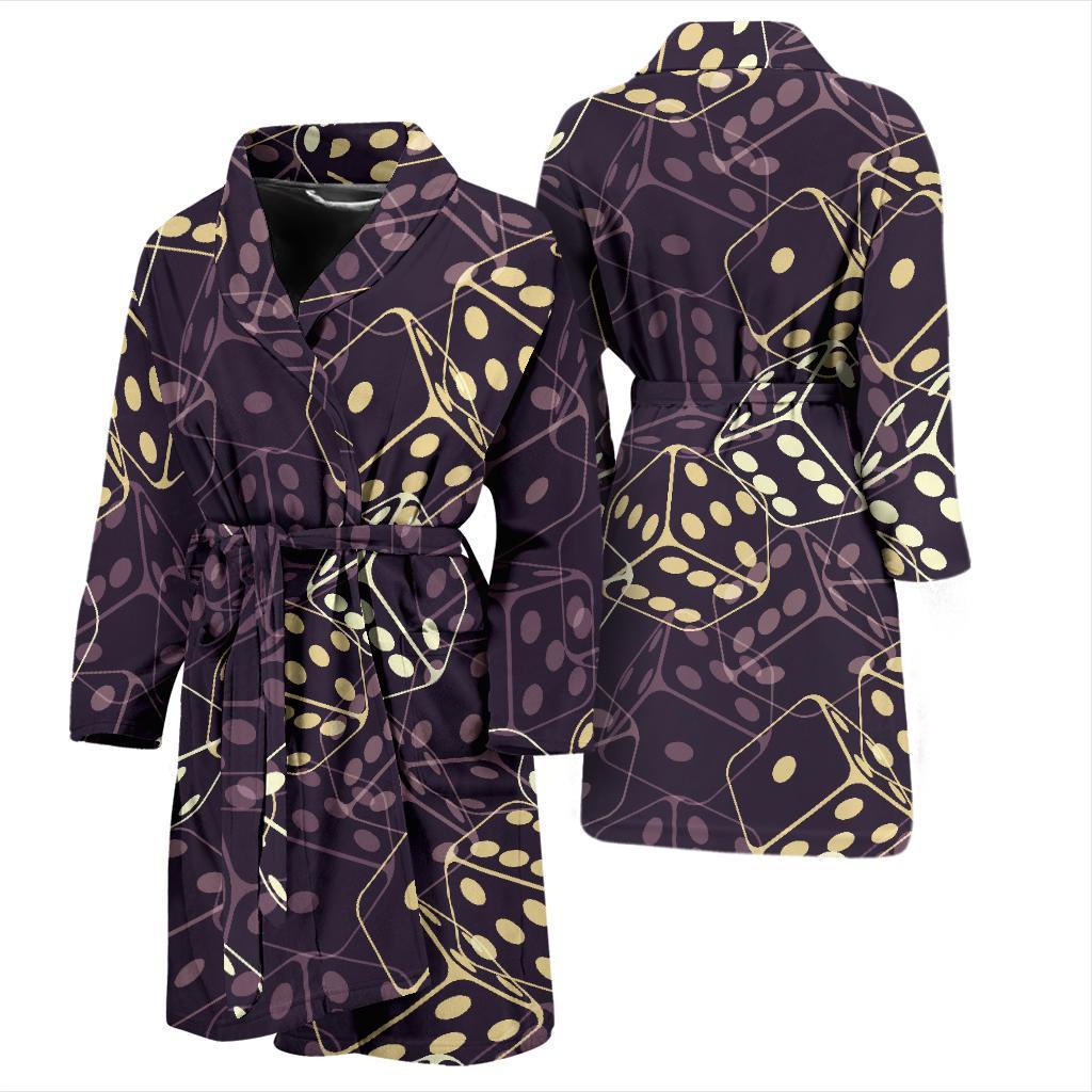 Dice Casino Pattern Print Men Long Robe-grizzshop