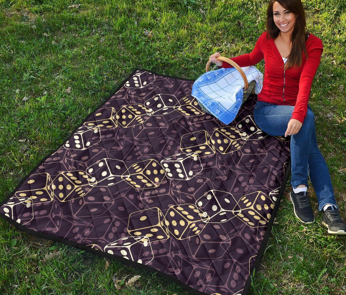 Dice Casino Pattern Print Quilt-grizzshop