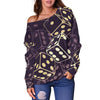 Dice Casino Pattern Print Women Off Shoulder Sweatshirt-grizzshop